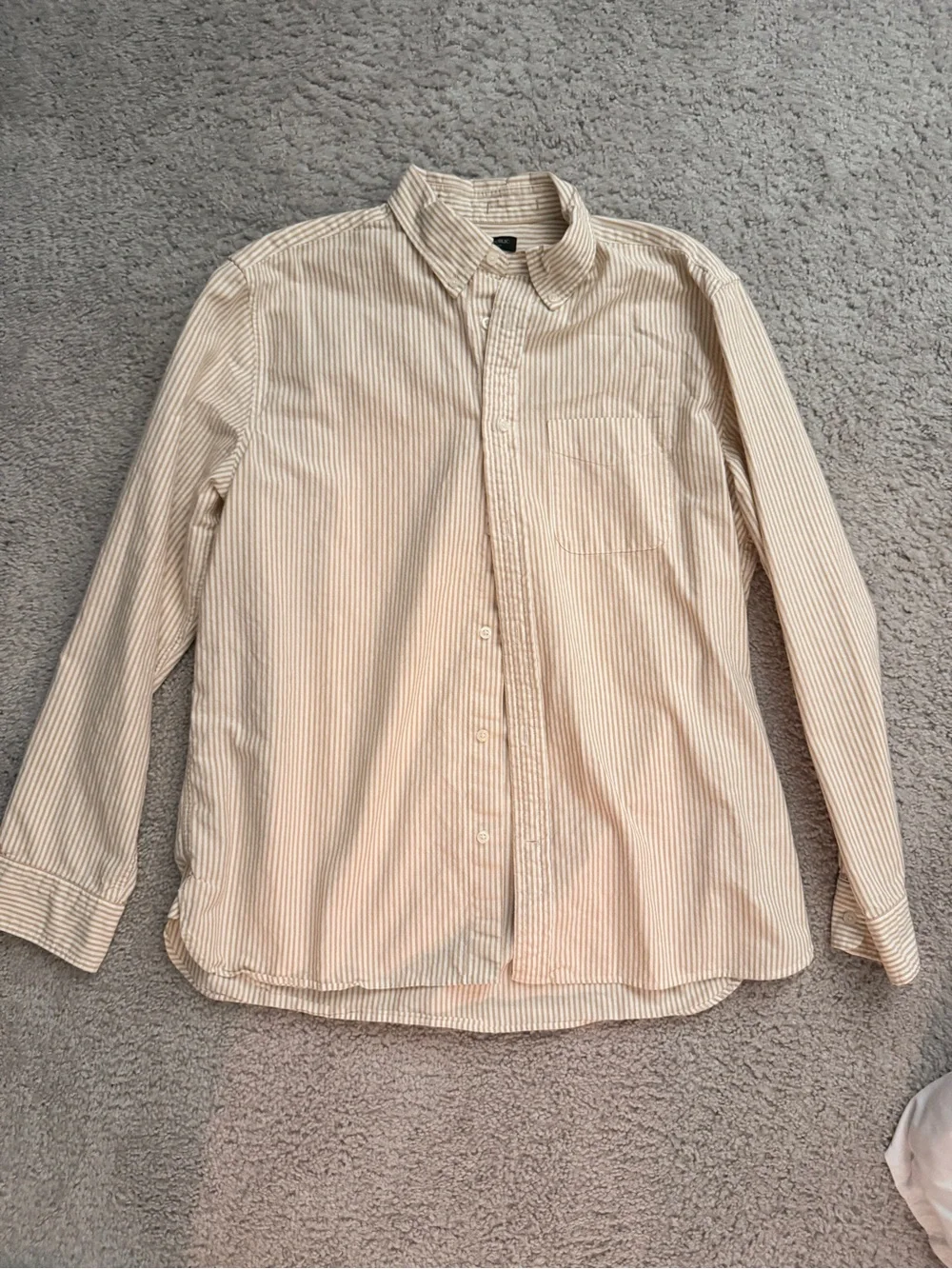 Banana Republic Cream and Tan Striped Dress Shirt